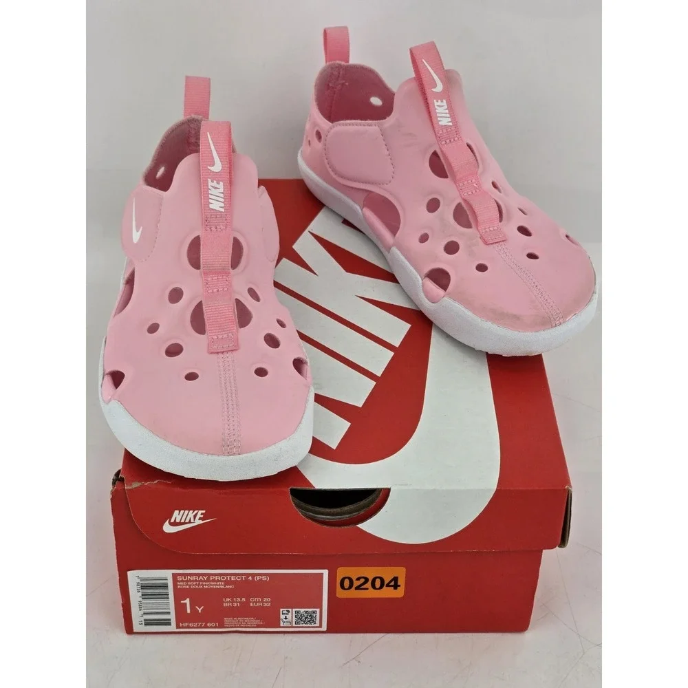 Nike Sunray Protect 4 Water Shoes Sandals sz 1 Youth Girl Pink/White Closed Toe